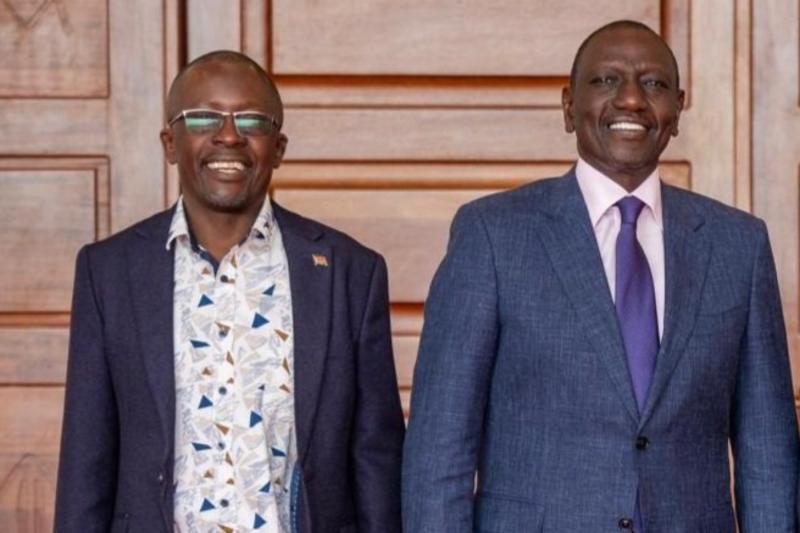 File image of President William Ruto and Jaoko Oburu.